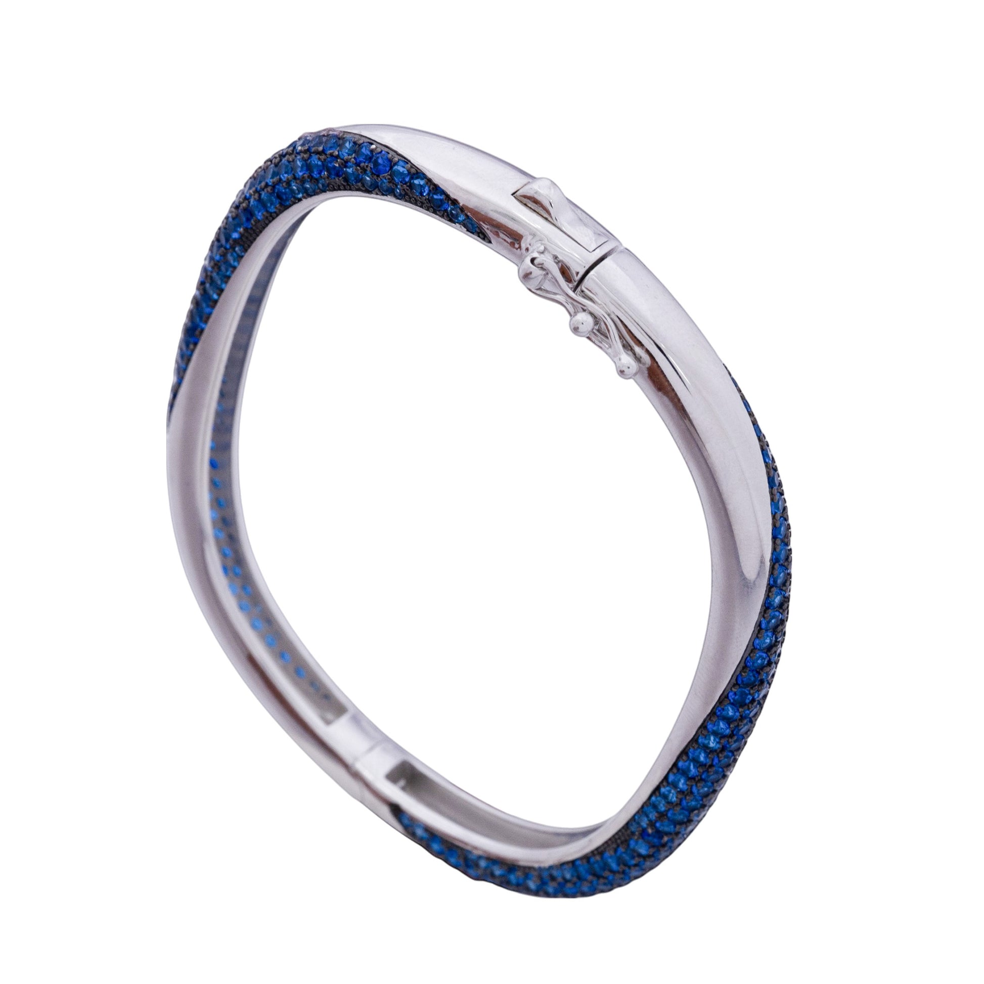 Azure Twist silver kada for women with blue stone detailing - Aayraa