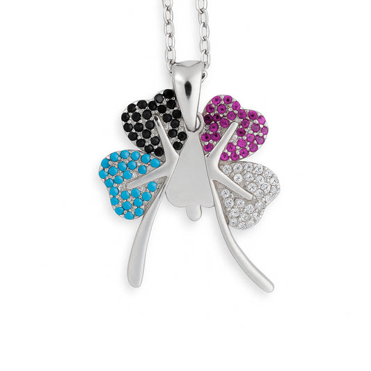 Secret Bloom multicoloured floral silver pendant for women