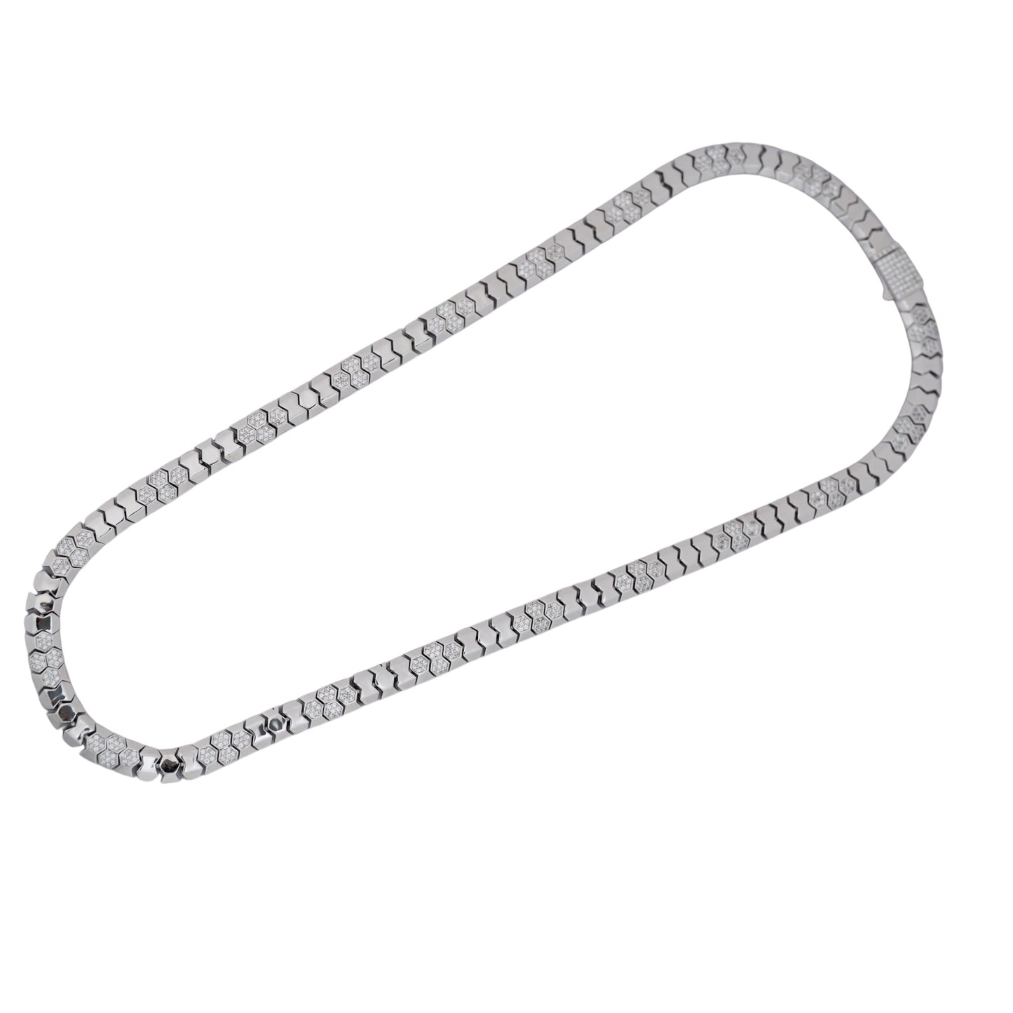 DIAMOND STONE DESIGN HONEYCOMB CUBAN CHAIN