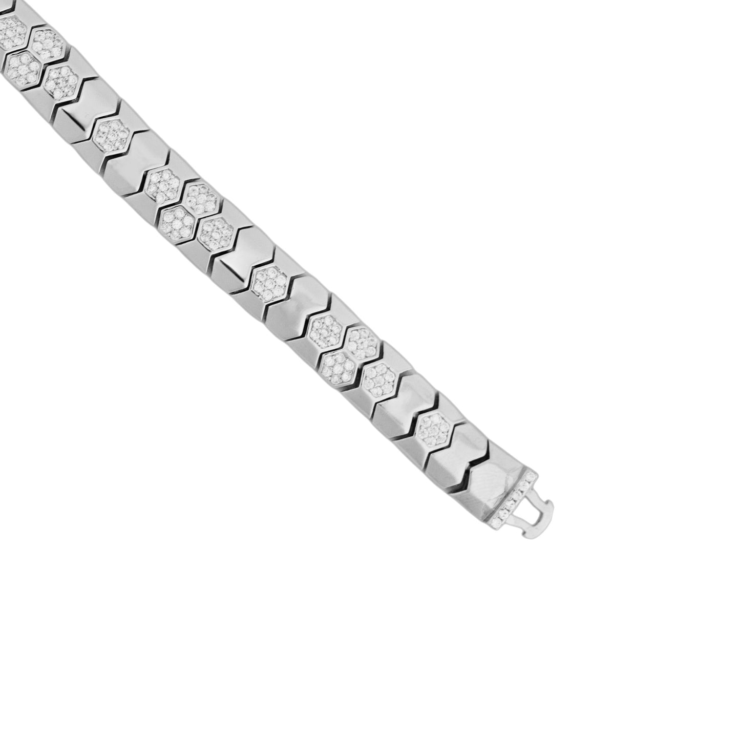 Close-up hook view of Forge Hex men’s silver bracelet – Aayraa