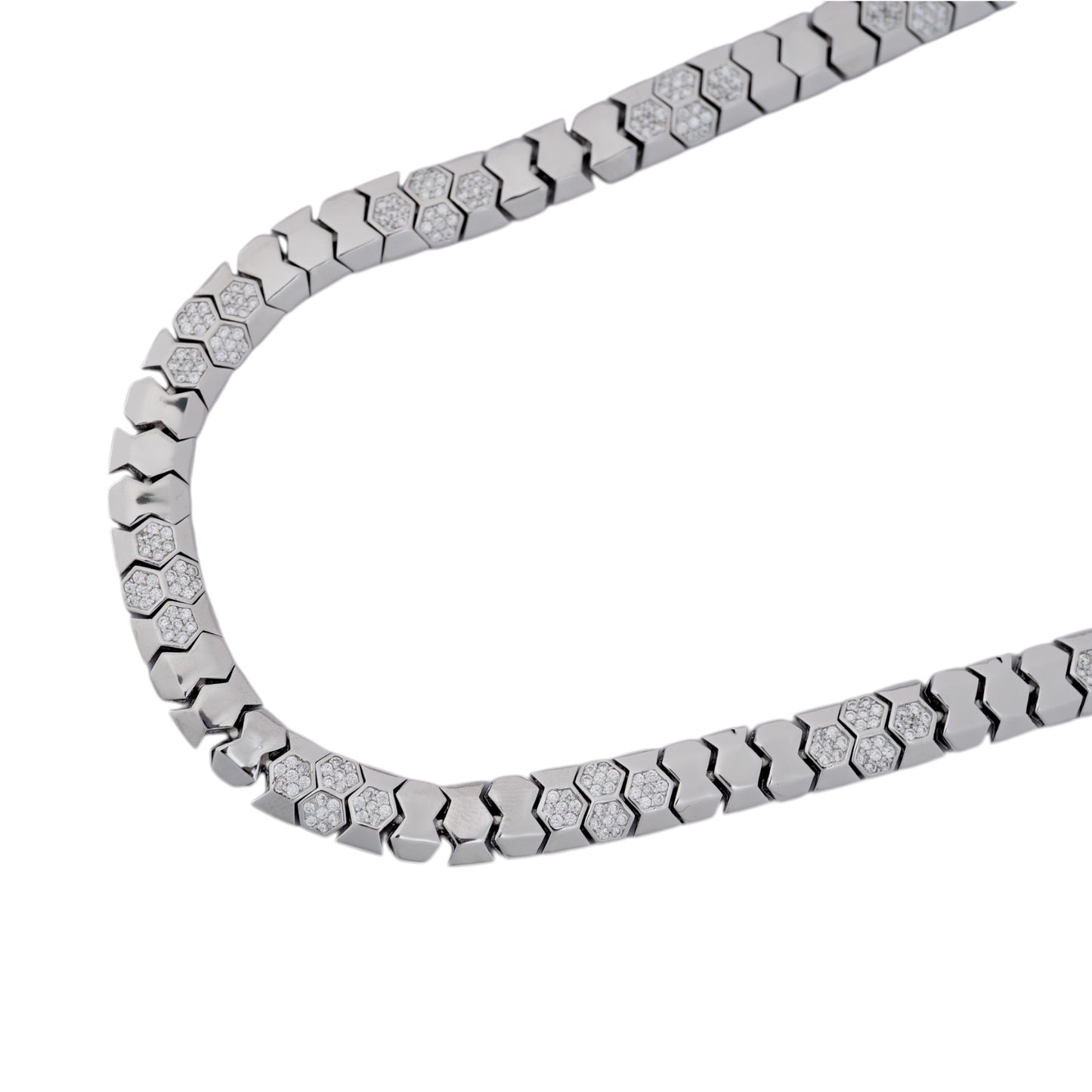DIAMOND STONE DESIGN HONEYCOMB CUBAN CHAIN