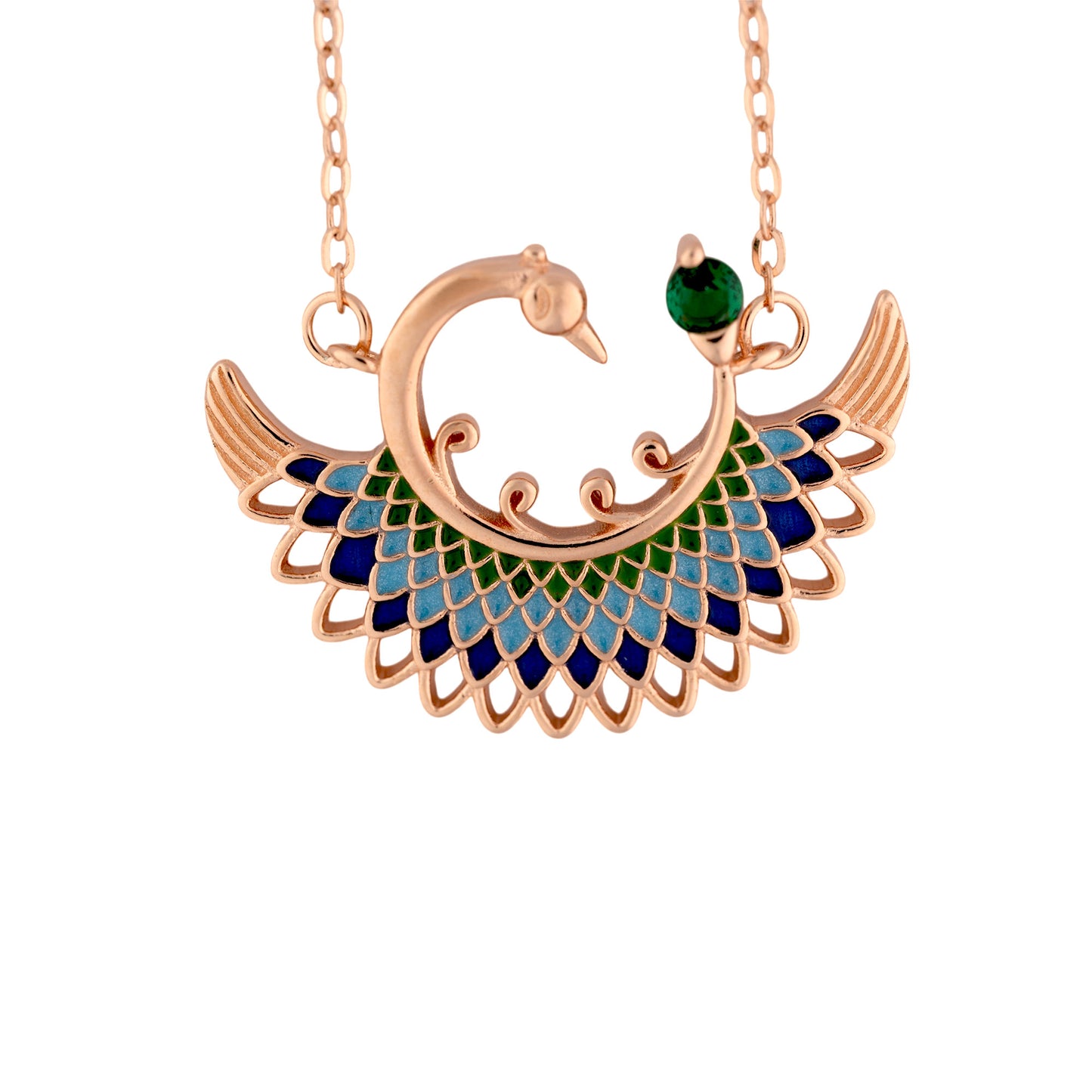Enchanted Peacock Rose Gold Chain for Women