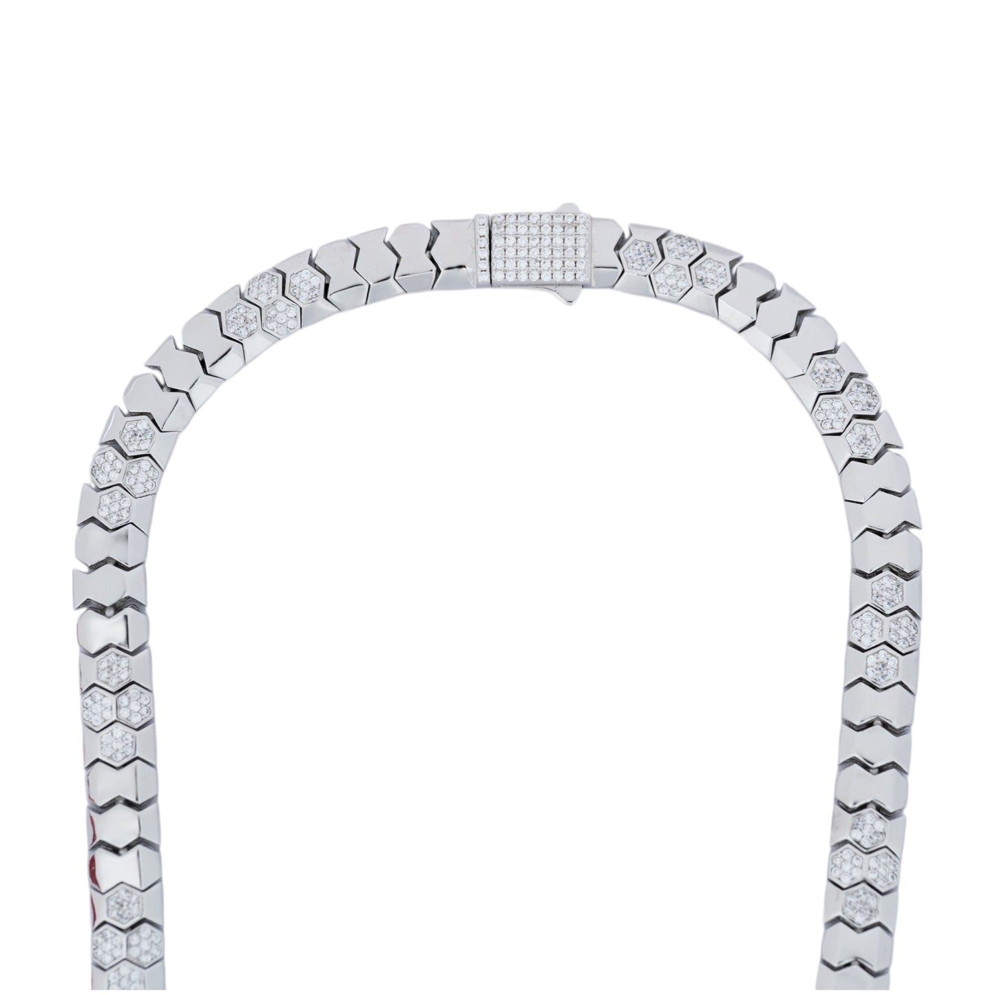 DIAMOND STONE DESIGN HONEYCOMB CUBAN CHAIN