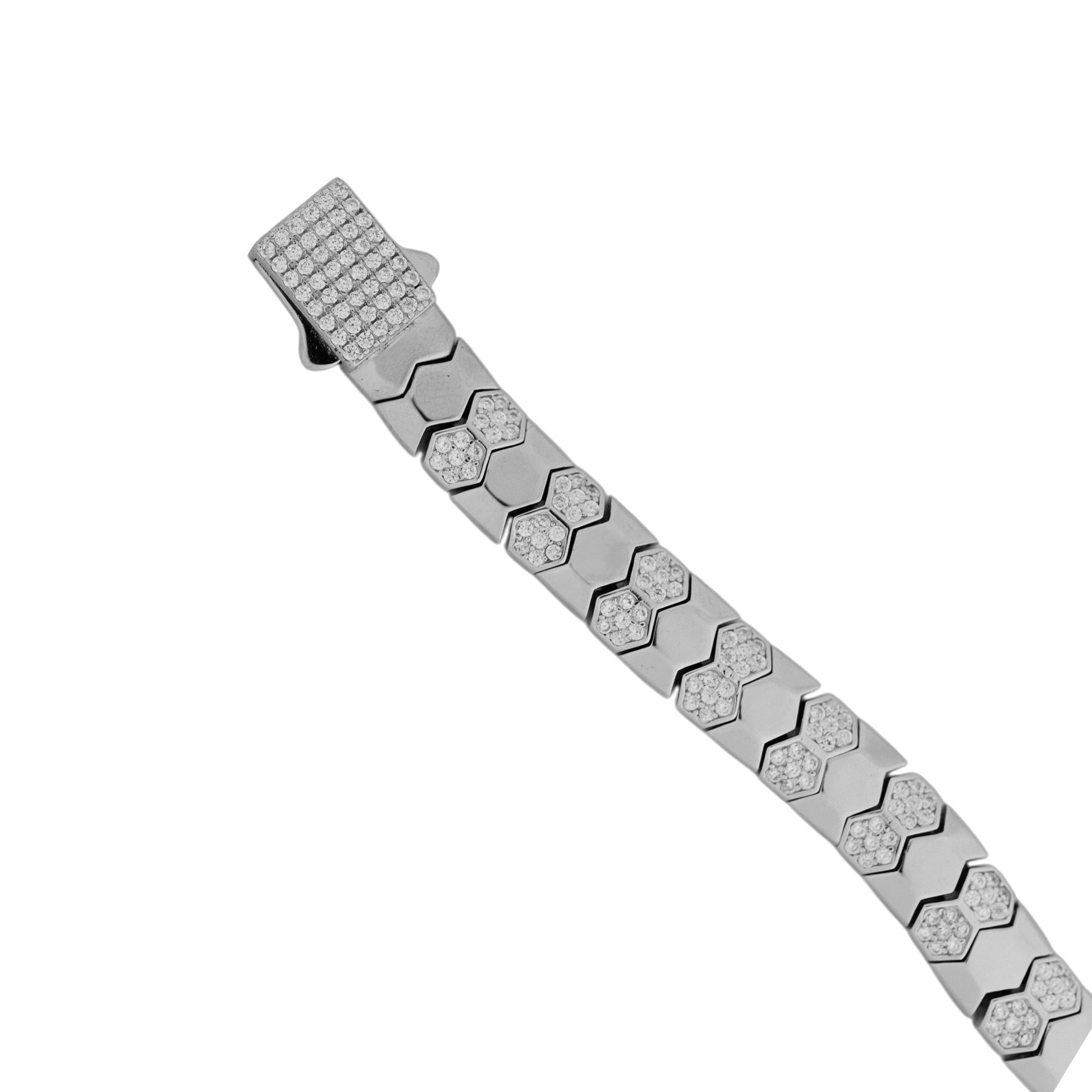 Clasp detail of men’s IronHex bracelet in silver – Aayraa