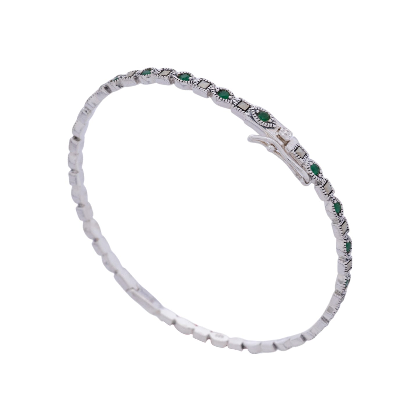 Emerald Veil Marcasite Bangle