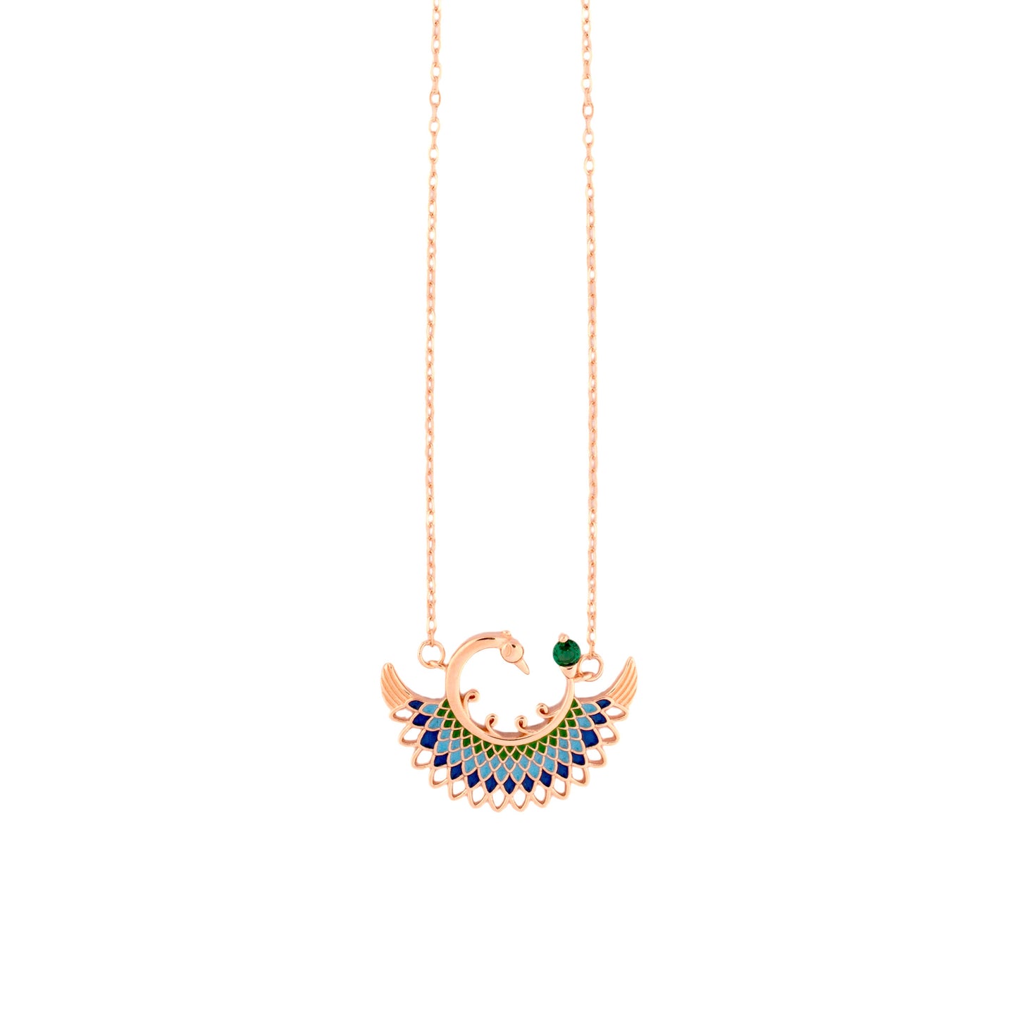 Enchanted Peacock Rose Gold Pendant for Women