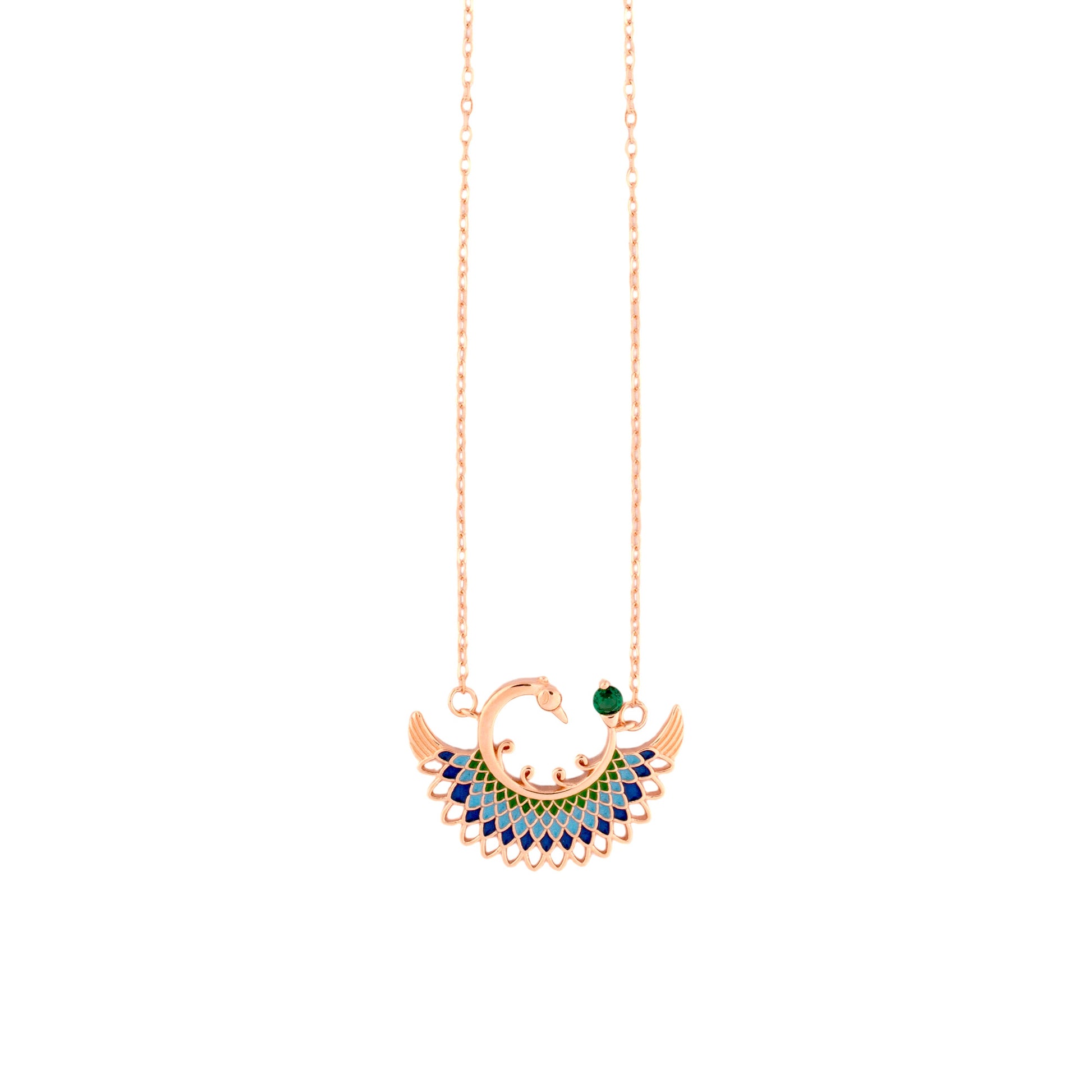 Enchanted Peacock Rose Gold Pendant for Women