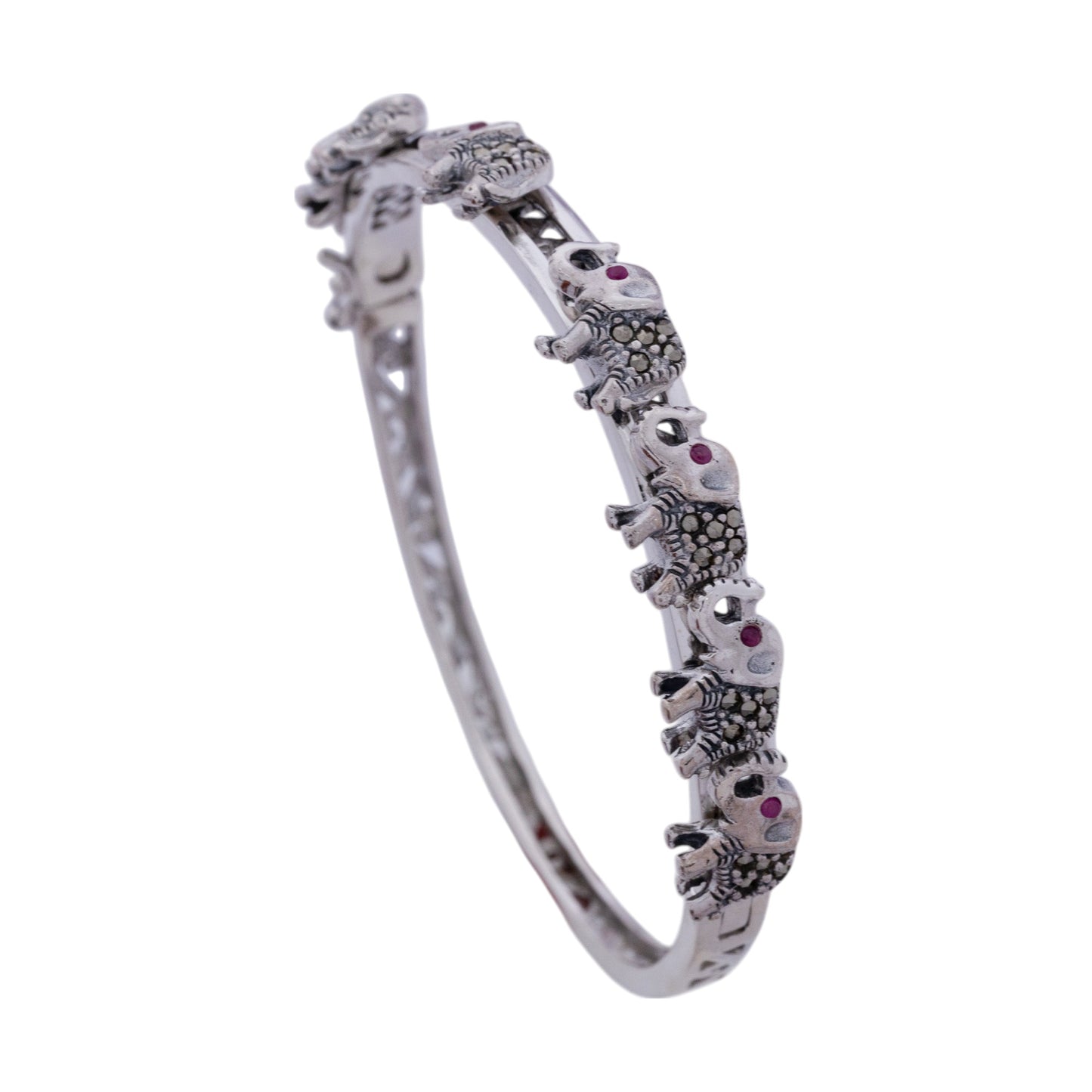 Rajputi Ruby Elephant Marcasite Bangle