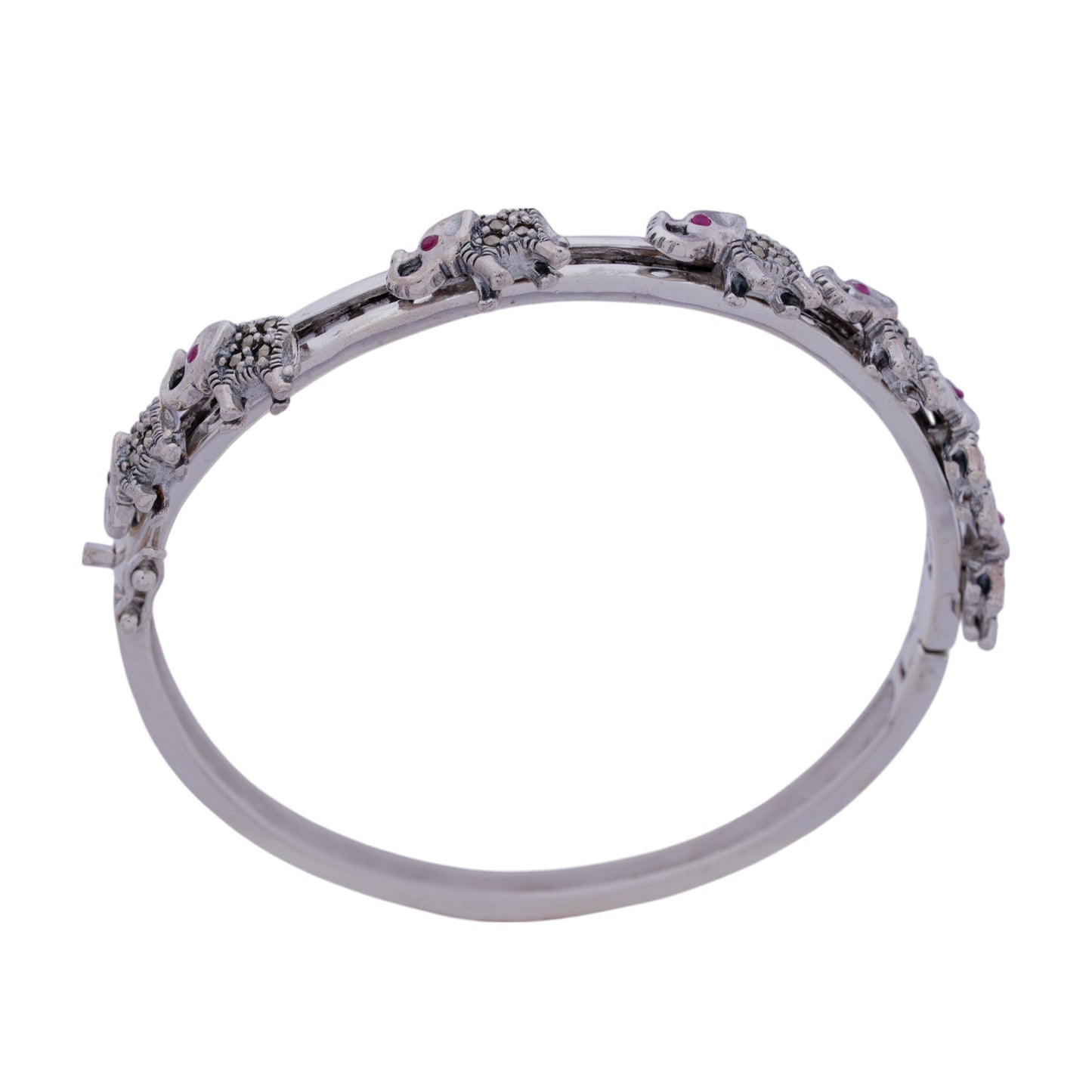 Rajputi Ruby Elephant Marcasite Bangle