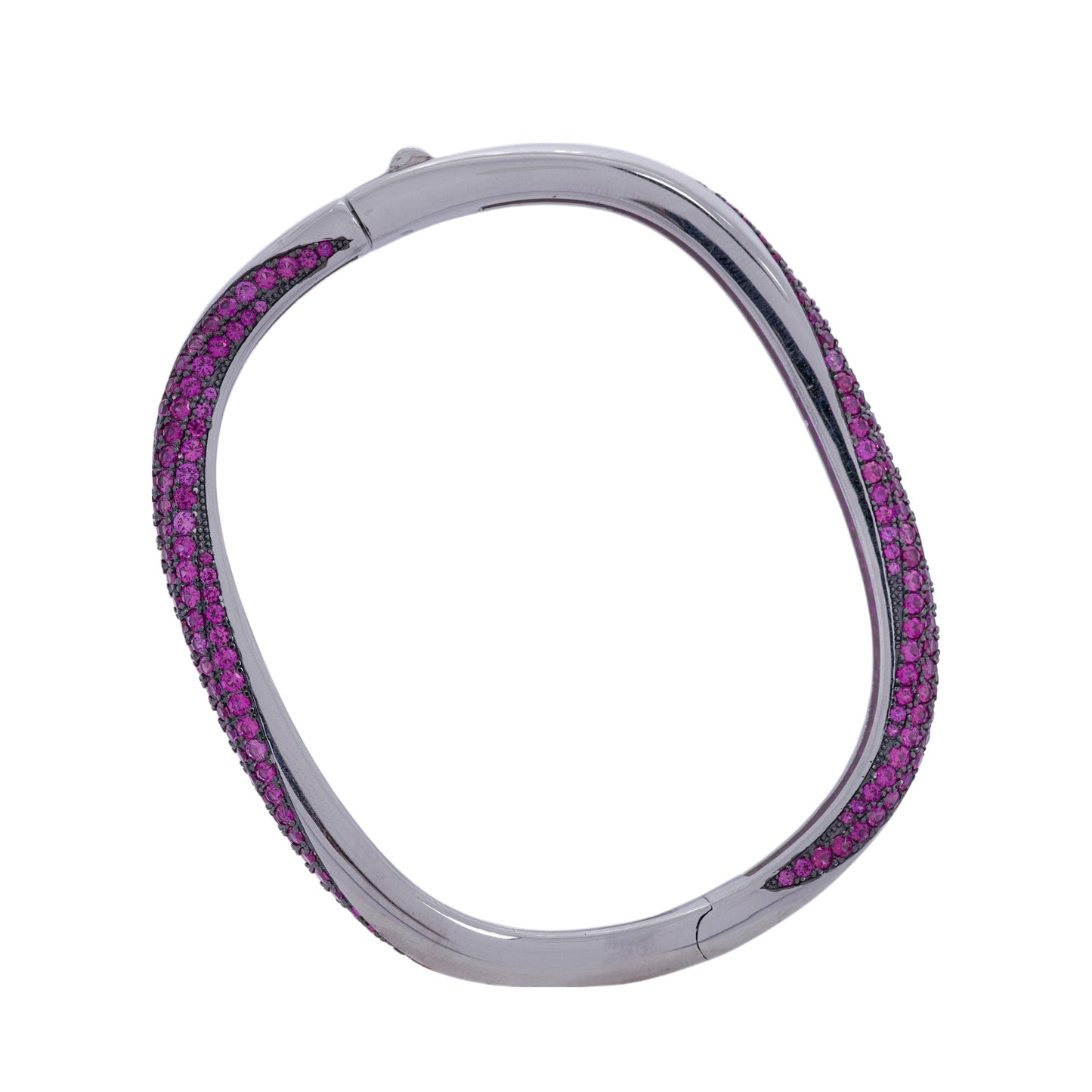 Rose Spiral silver kada for women with pink stone detailing - Aayraa