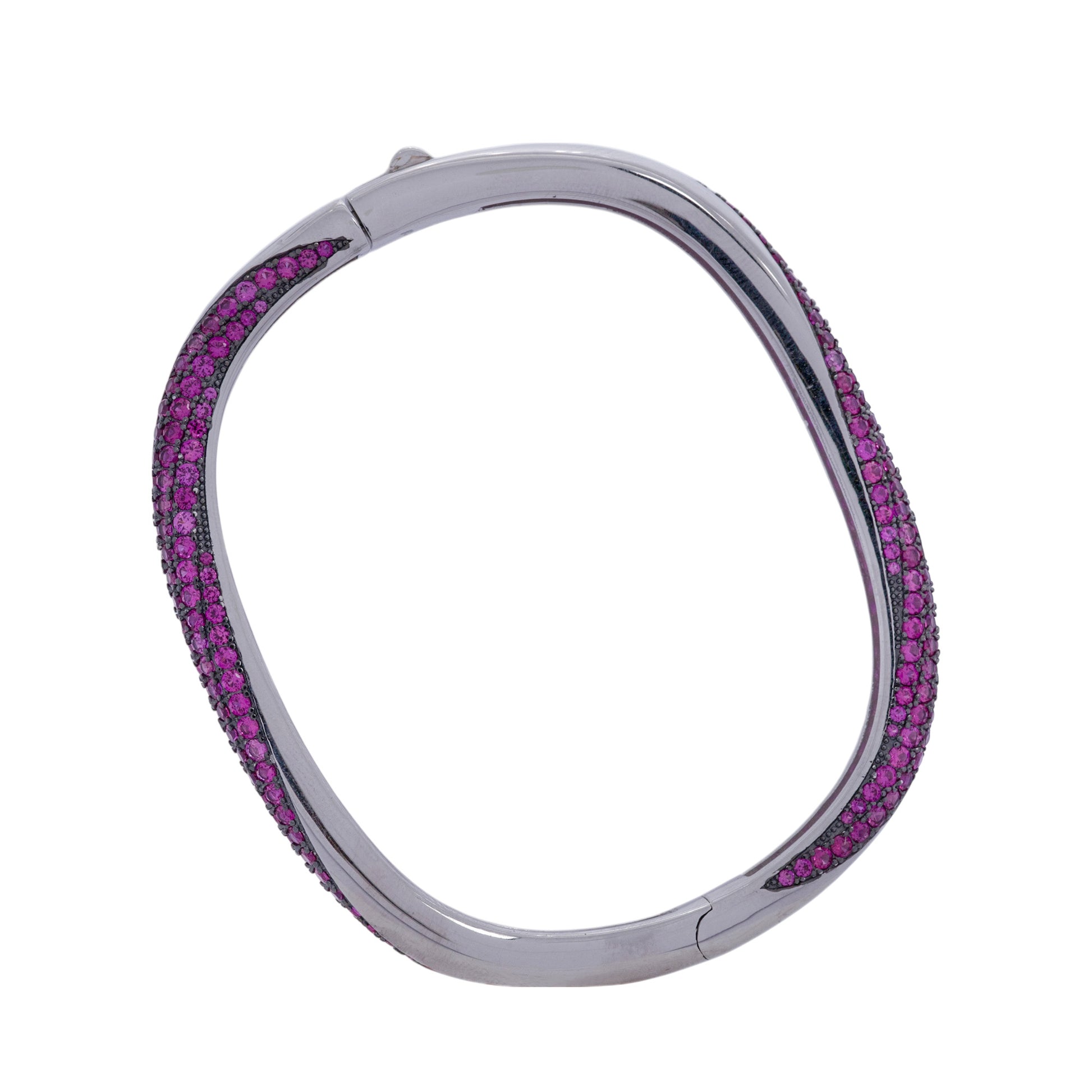 Rose Spiral silver kada for women with pink stone detailing - Aayraa